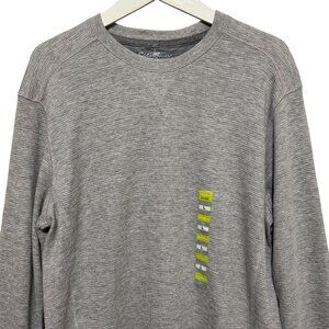 Eddie Bauer Mens Eddie's Favorite Thermal Crew Henley Hth Gray Long Sleeve Sz L